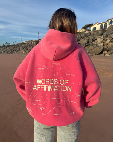 Vintage Washed Pink Hoodie with Inspirational Affirmation Print