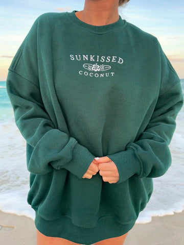 Winter Green Embroidered Sweatshirt for Cozy Everyday Style