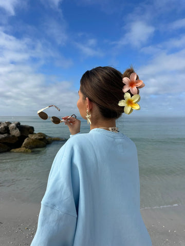 Icy Blue Embroidered Sweatshirt for a Cozy & Effortless Look