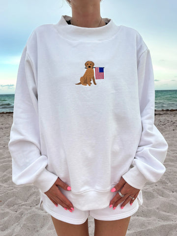 Classic White Patriotic Dog Sweatshirt for Everyday Casual Style