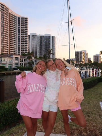 Pink Varsity Sunkissed Embroidered Mockneck Sweatshirt in Cozy 100% Cotton