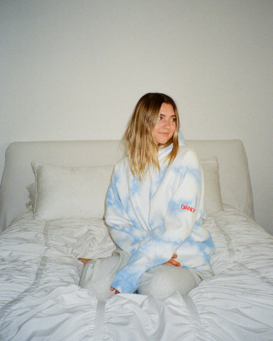 Sky Blue Tie-Dye Oversized Hoodie for Effortless Loungewear