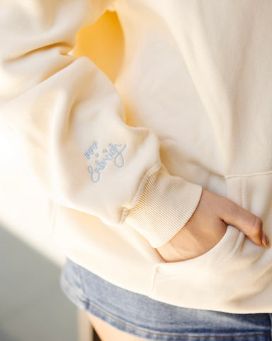 Sand Hoodie with Live in the Moment Embroidery for Everyday Inspiration