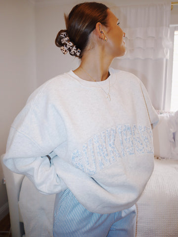 Pearl Grey Embroidered Floral Sweatshirt for Effortless Everyday Style