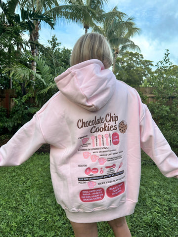 Light Pink Hoodie with Chocolate Chip Cookie Embroidery for a Sweet Everyday Look