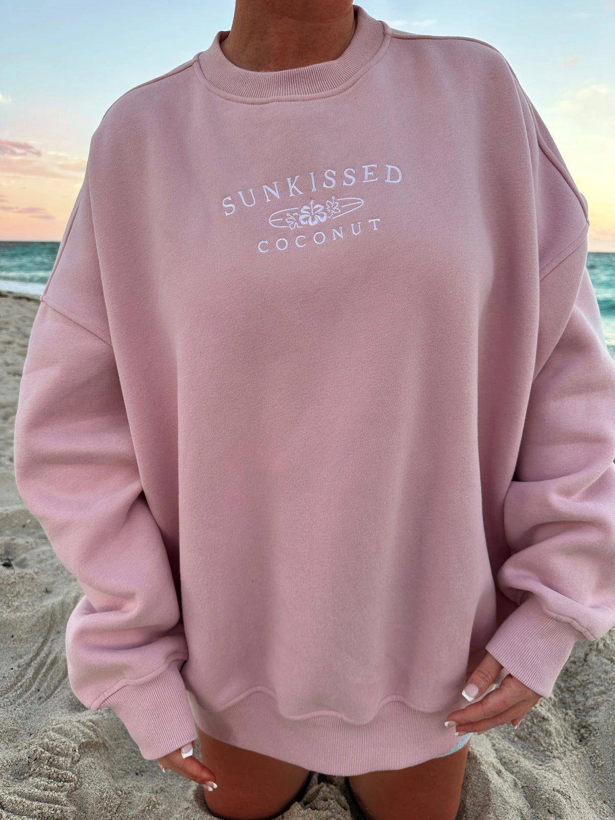 Soft Mauve Embroidered Sweatshirt for Effortless Everyday Style