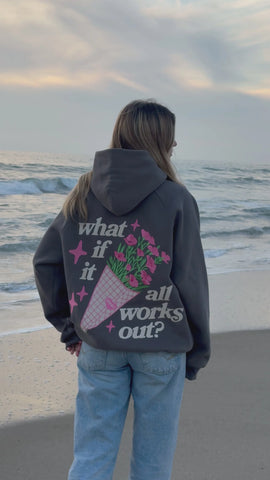 Cozy Oversized Hoodie with Inspirational Faux Suede Embroidery