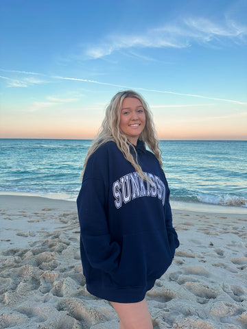 Varsity Embroidered Hoodie in Navy Blue for Effortless Street Style