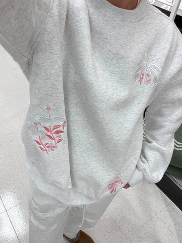 Tropical Palms Pearl Grey Sweatshirt for Effortless Everyday Style