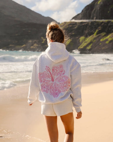 Cozy Embroidered Hibiscus Hoodie for Relaxed Island Style