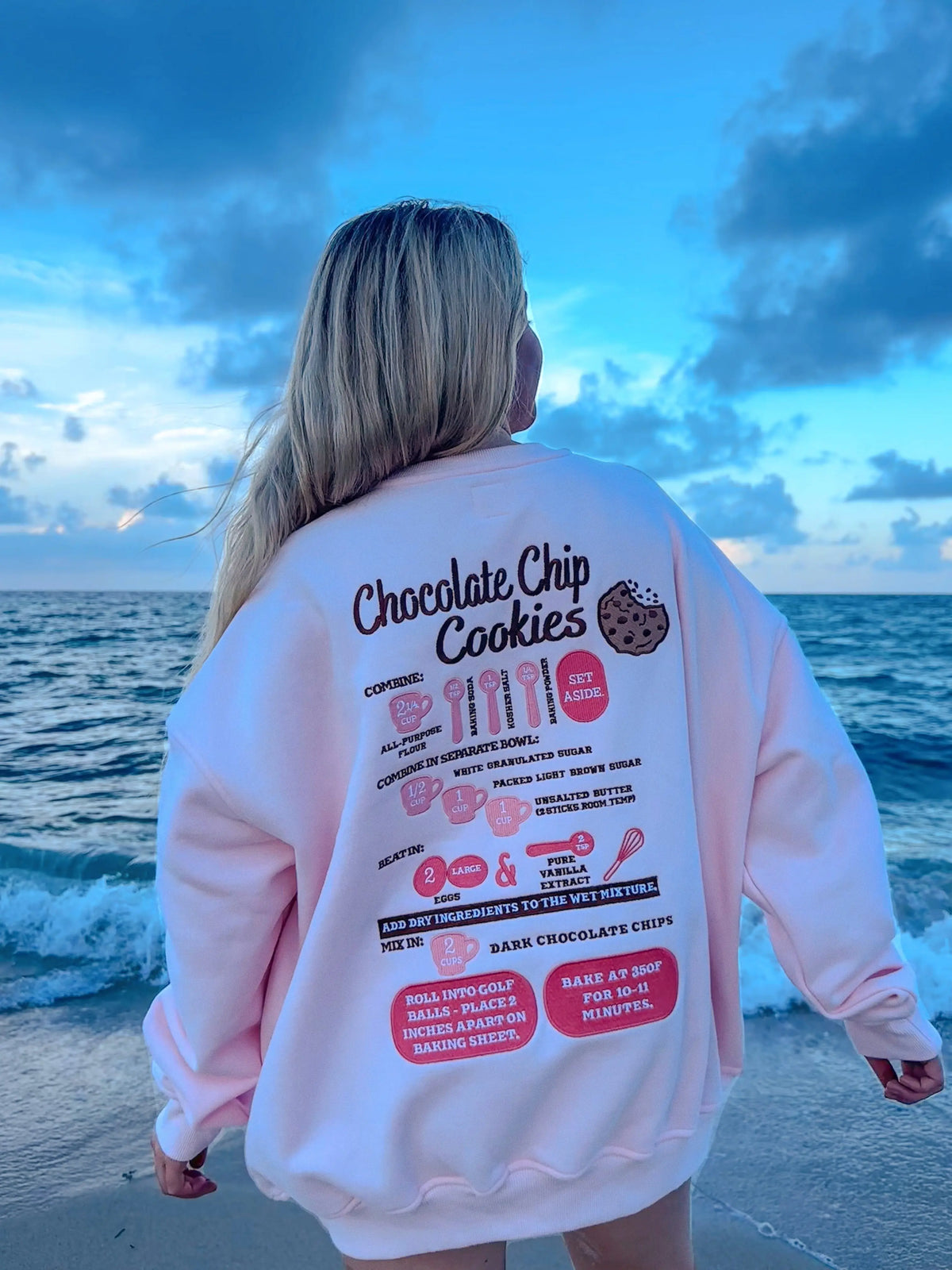 Chocolate Chip Cookie Recipe Embroidered Sweatshirt | Cozy Baking-Inspired Apparel