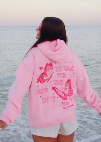 Embroidered Butterfly Hoodie in Soft Pink for Hopeful Everyday Style