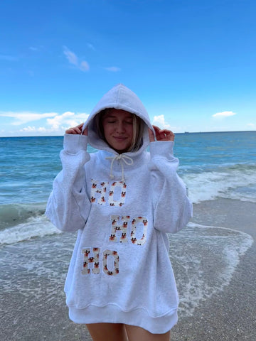 Cozy Grey Reindeer Hoodie for Winter Outfits and Festive Style