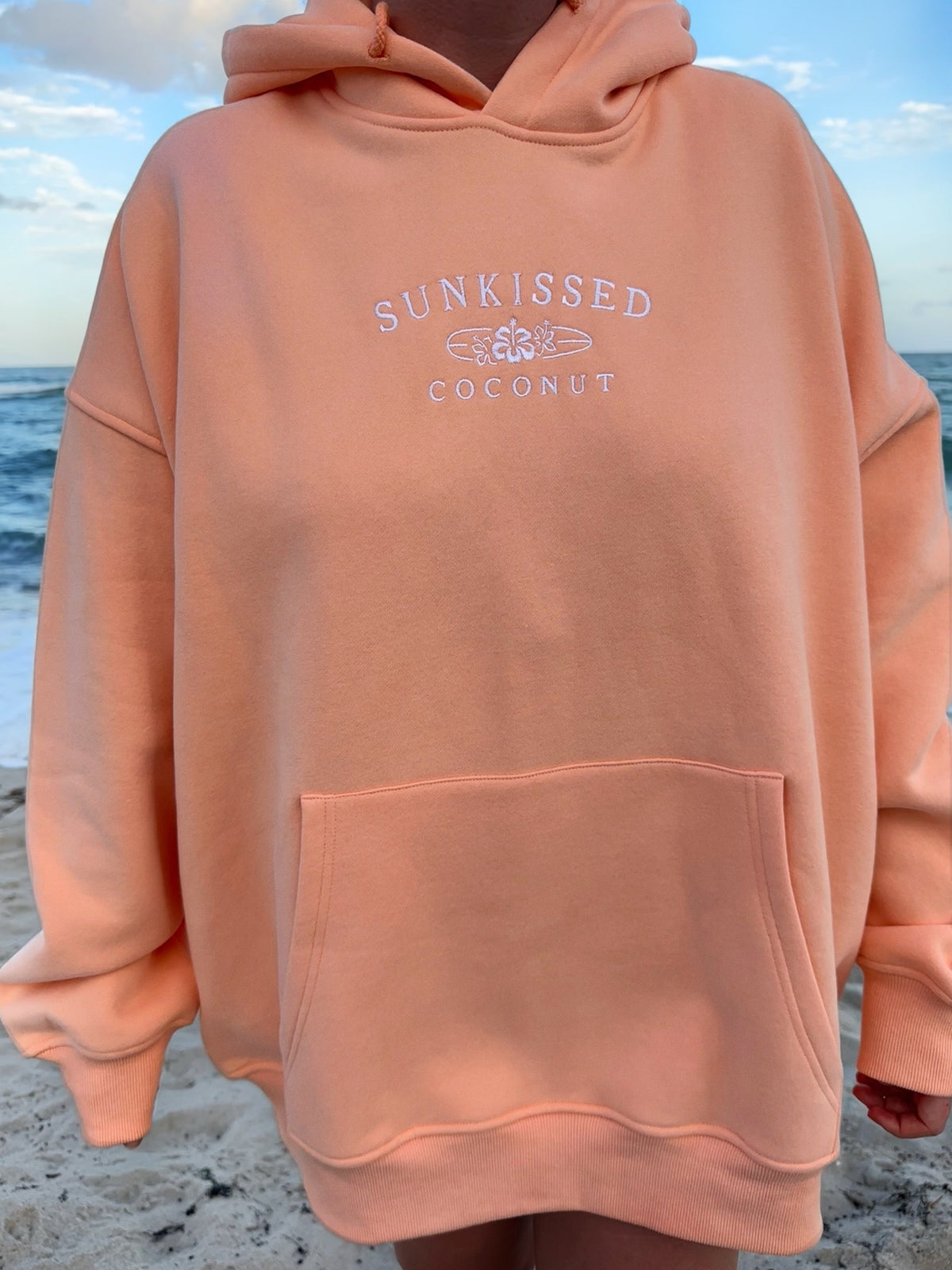 Vibrant Sherbet Orange Embroidered Hoodie for Effortless Street Style