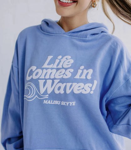 Garment Dyed Hoodie with Puff Print Waves for Effortless Street Style