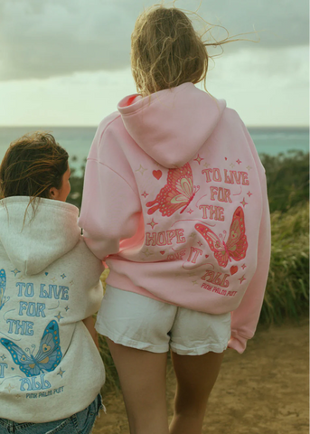 Embroidered Butterfly Hoodie in Soft Pink for Hopeful Everyday Style