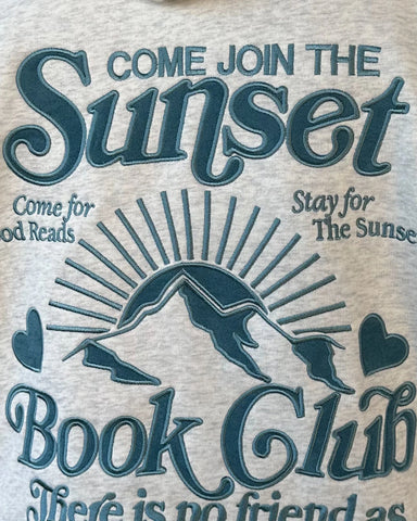 Book Club Cozy Oversized Hoodie in Heather Gray & Blue for Relaxed Reading Vibes