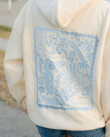 Sand Hoodie with Live in the Moment Embroidery for Everyday Inspiration