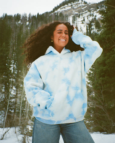 Sky Blue Tie-Dye Oversized Hoodie for Effortless Loungewear
