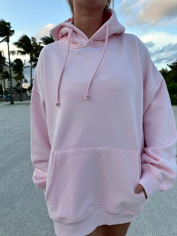 Light Pink Embroidered Hoodie with Inspirational 'Do What Makes You Happy' Motif