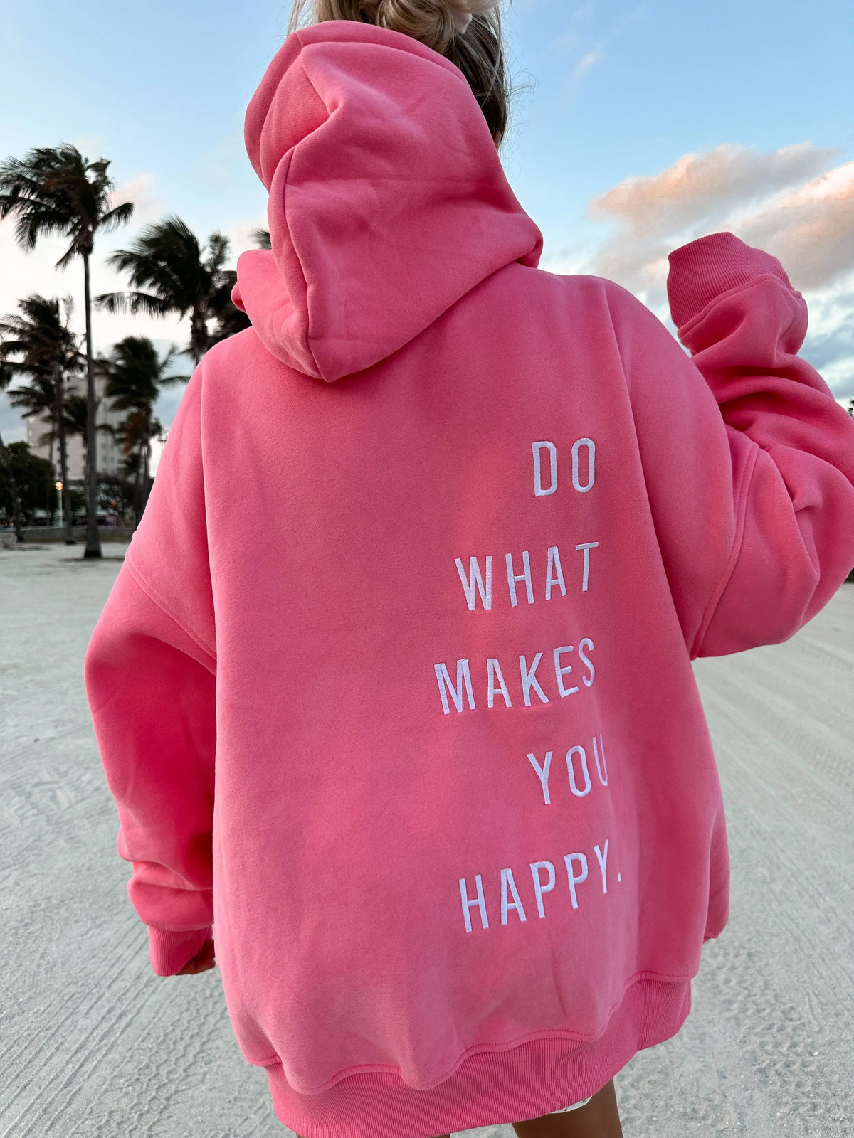Effortless Embroidered Hoodie in Soft Hibiscus Pink - Everyday Joy Essential