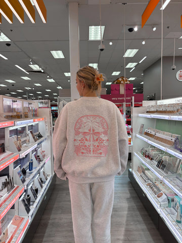 Tropical Palms Pearl Grey Sweatshirt for Effortless Everyday Style