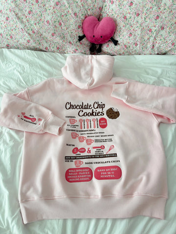 Light Pink Hoodie with Chocolate Chip Cookie Embroidery for a Sweet Everyday Look