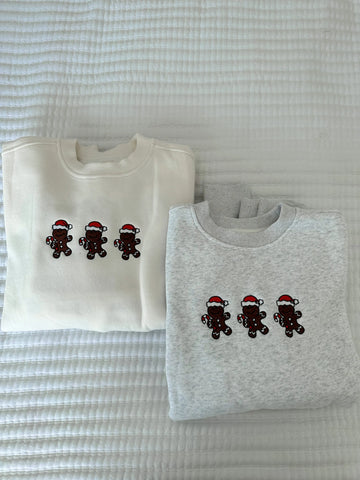 Pearl Grey Gingerbread Recipe Embroidered Christmas Sweatshirt for Cozy Holiday Style