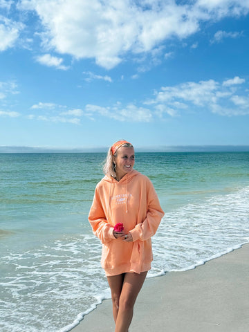 Vibrant Sherbet Orange Embroidered Hoodie for Effortless Street Style