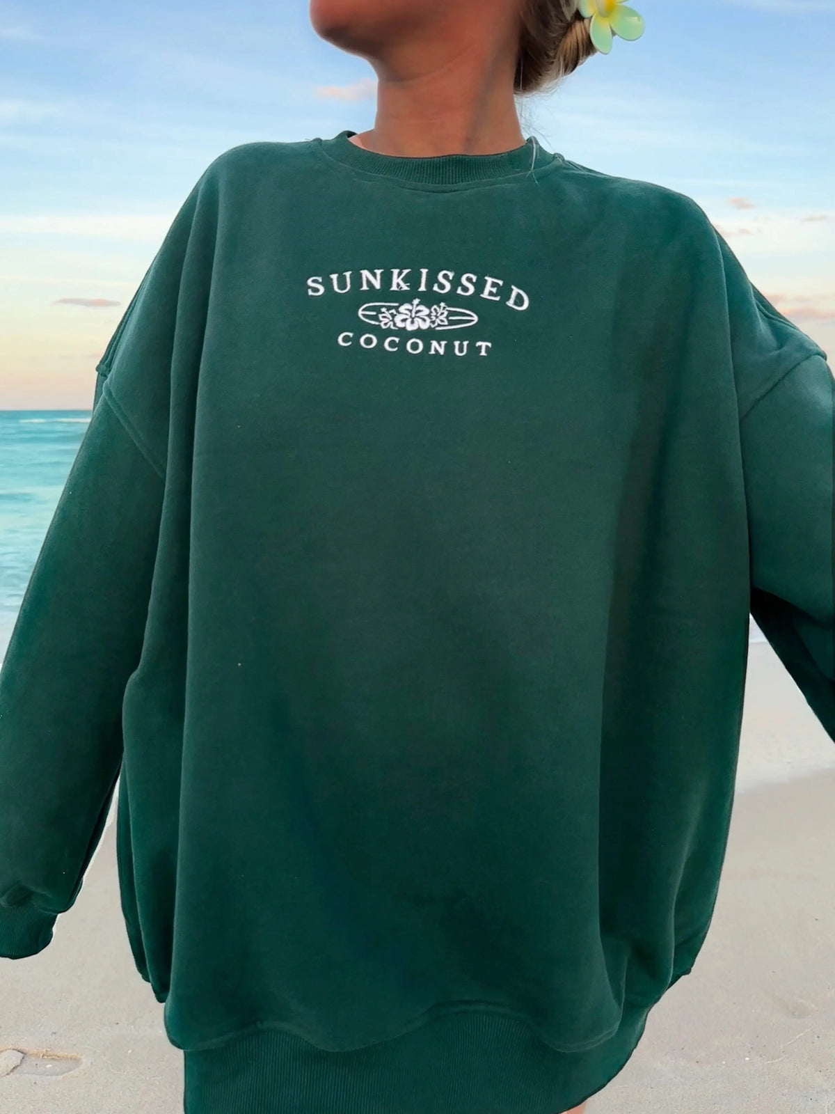 Winter Green Embroidered Sweatshirt for Cozy Everyday Style