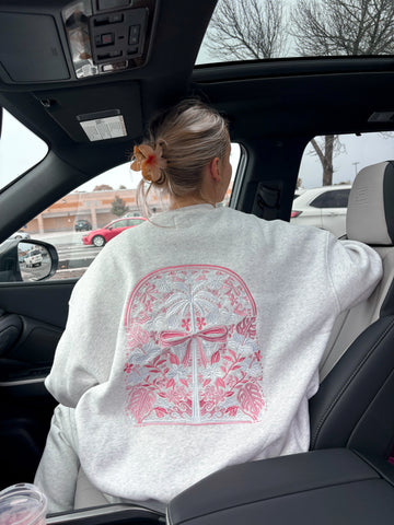 Tropical Palms Pearl Grey Sweatshirt for Effortless Everyday Style