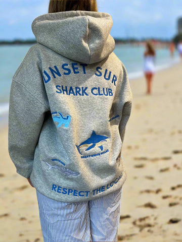 Embroidered Shark Hoodie for Ocean Conservation and Cozy Street Style