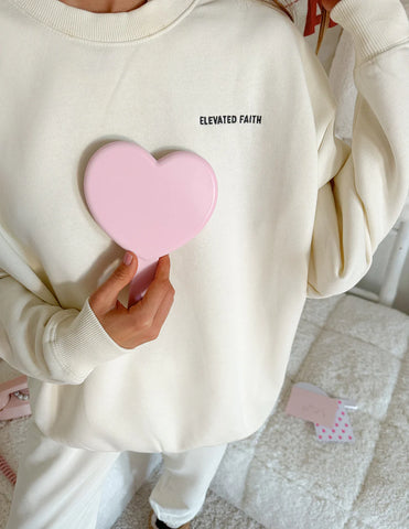 Cozy White Sand Crewneck Sweatshirt for Effortless Everyday Style