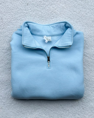 Effortless Icy Blue Quarter-Zip Sweatshirt for Cozy Everyday Style