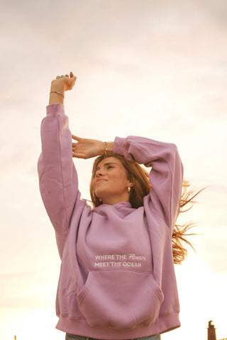 Violet Embroidered Coastal Hoodie for Effortless Beachside Style