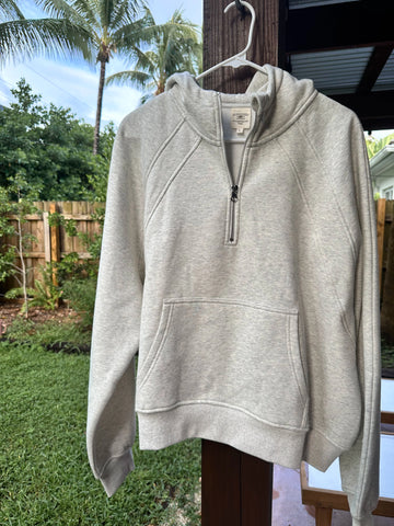 Effortless Grey Quarter Zip Hoodie for Pilates and Everyday Style