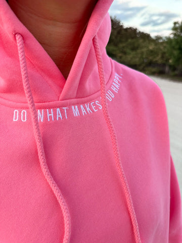 Effortless Embroidered Hoodie in Soft Hibiscus Pink - Everyday Joy Essential