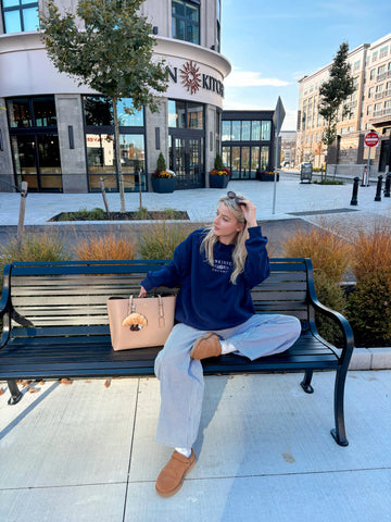 Navy Blue Embroidered Sweatshirt for Cozy Everyday Style