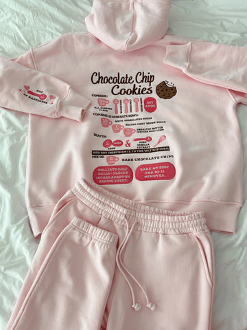 Light Pink Hoodie with Chocolate Chip Cookie Embroidery for a Sweet Everyday Look