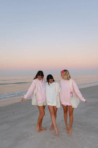 Soft Pink Embroidered Sweatshirt with Dreamy Floral Detail