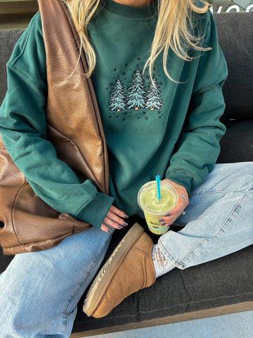 Cozy Christmas Tree Embroidered Sweatshirt for Festive Winter Style