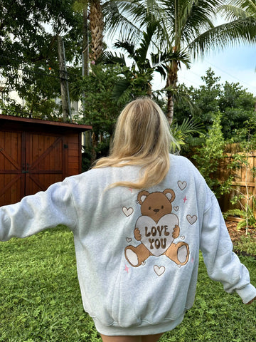 Adorable Teddy Bear Embroidered Sweatshirt for Cozy Valentine's Day Style