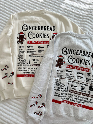 Ivory Gingerbread Recipe Embroidered Christmas Sweatshirt | Cozy Holiday Style