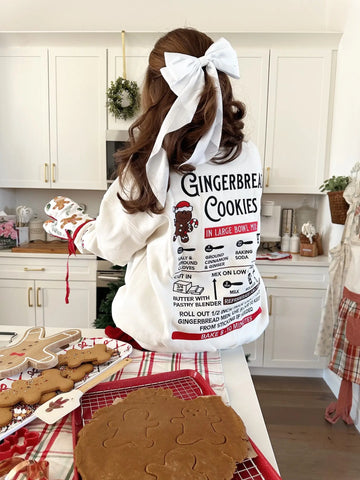 Ivory Gingerbread Recipe Embroidered Christmas Sweatshirt | Cozy Holiday Style