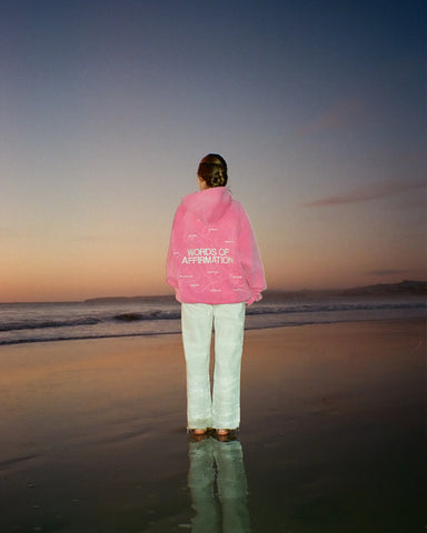 Vintage Washed Pink Hoodie with Inspirational Affirmation Print