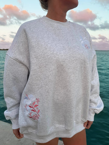 Tropical Palms Pearl Grey Sweatshirt for Effortless Everyday Style