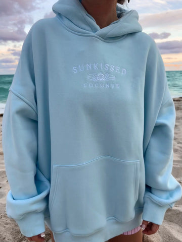 Icy Blue Embroidered Hoodie for Effortless Street Style