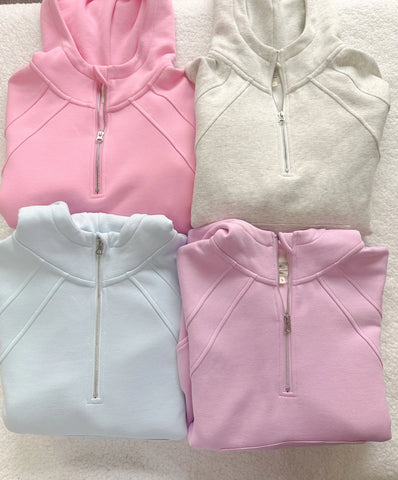 Pink Lavender Quarter Zip Hoodie for Effortless Pilates Style