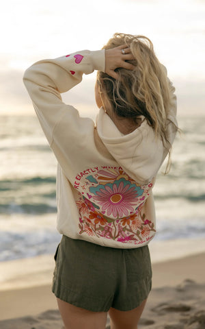 Floral Embroidered Ivory Hoodie for Cozy Everyday Inspiration