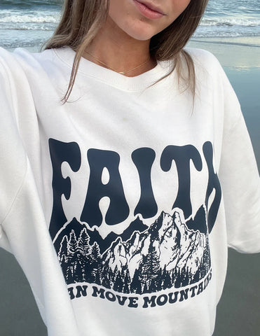 Faith Can Move Mountains Sweatshirt | Inspirational Unisex Crewneck